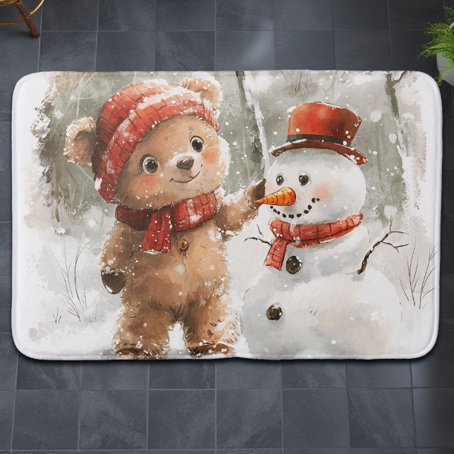 Teddy Bear und Snowman Badematte (Von Creator hochgeladen)
