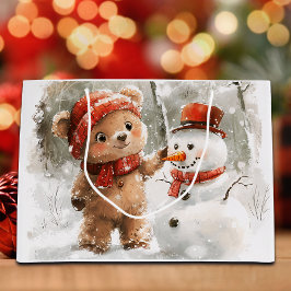 Teddy Bear und Snowman Große Geschenktüte