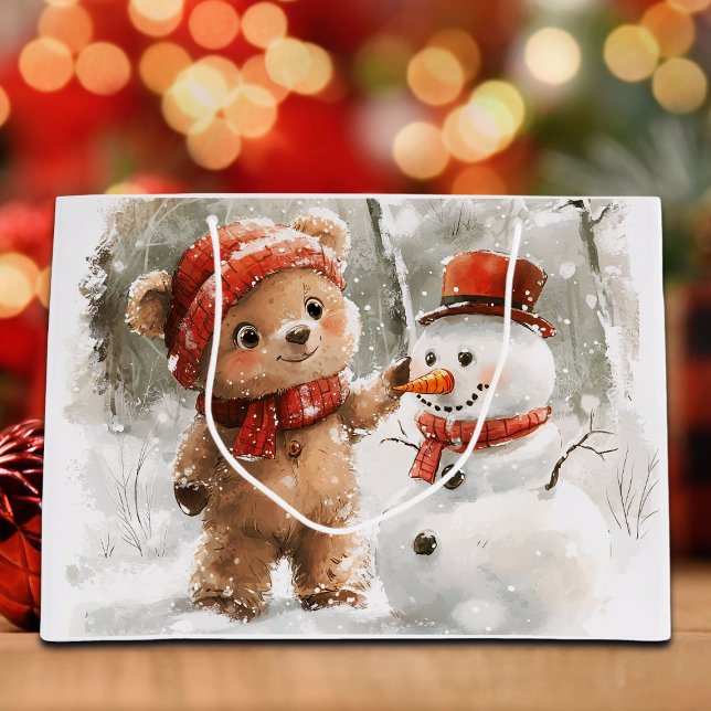 Teddy Bear und Snowman Große Geschenktüte (Von Creator hochgeladen)