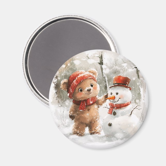 Teddy Bear und Snowman Magnet (Vorderseite/Rückseite)