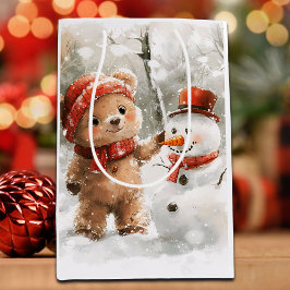Teddy Bear und Snowman Mittlere Geschenktüte