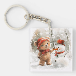 Teddy Bear und Snowman Schlüsselanhänger