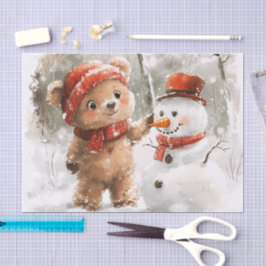 Teddy Bear und Snowman Seidenpapier