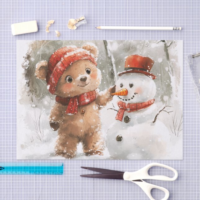 Teddy Bear und Snowman Seidenpapier (Handwerk)