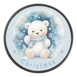 Teddy Bear und Weihnachten Eishockey Puck