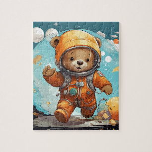 Teddy Bear va dans l'espace, puzzle - jigsaw"