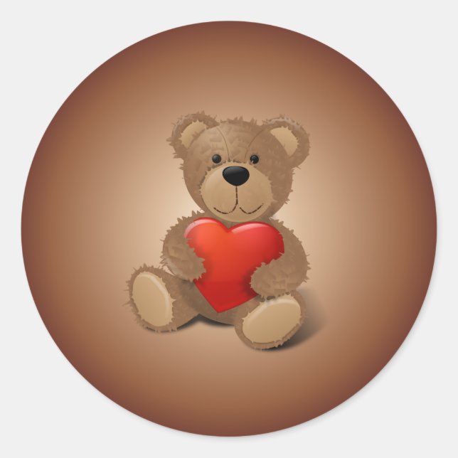 Teddy Bear Valentine Runder Aufkleber (Vorderseite)