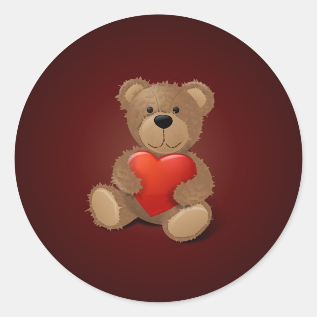 Teddy Bear Valentine Runder Aufkleber (Vorderseite)