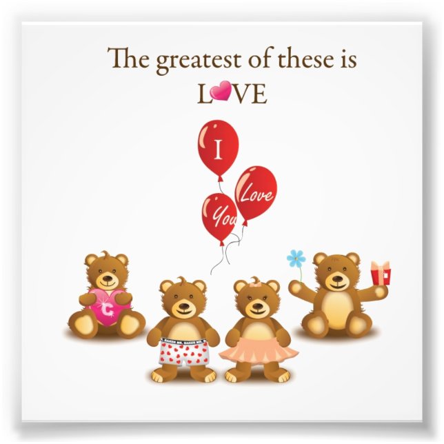 Teddy Bear Vector Graphics NIEDLICH CARTOON COL Fotodruck (Vorne)