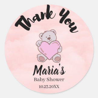 Teddy Bear Vielen Dank Baby Dusche Runder Aufkleber