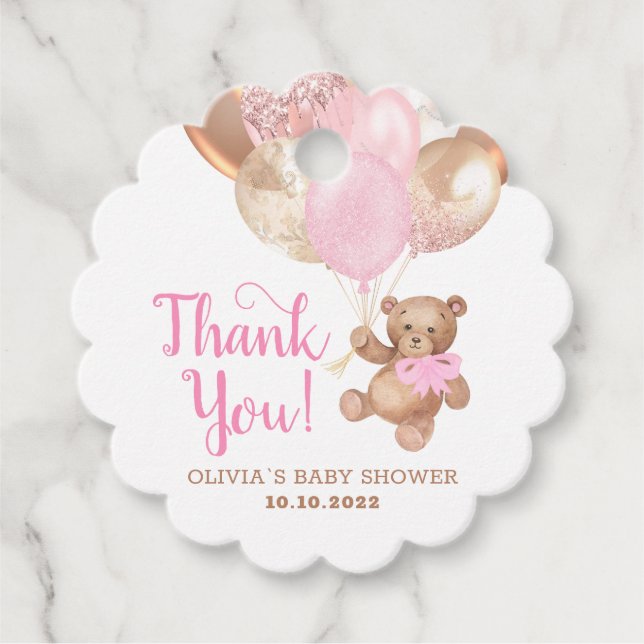 Teddy Bear Vielen Dank Baby Shower Favoriten Gesch Geschenkanhänger (Vorderseite)