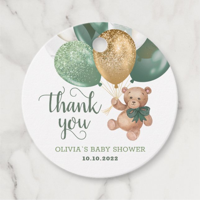 Teddy Bear Vielen Dank Baby Shower Favoriten Gesch Geschenkanhänger (Vorderseite)