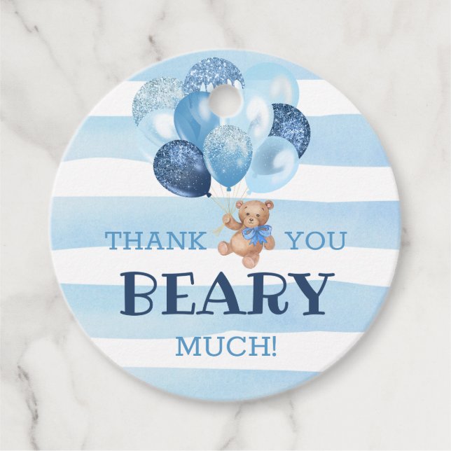 Teddy Bear Vielen Dank Baby Shower Favoriten Gesch Geschenkanhänger (Vorderseite)