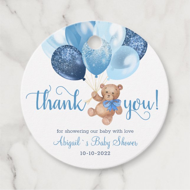 Teddy Bear Vielen Dank Baby Shower Favoriten Gesch Geschenkanhänger (Vorderseite)