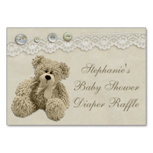 Teddy Bear Vintag Lace Diaper Raffle Tischnummer