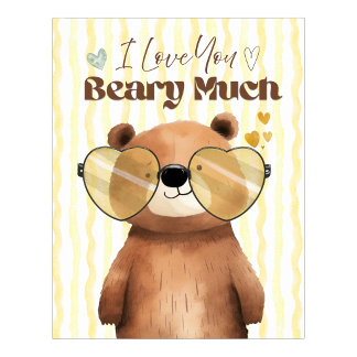 Teddy bear wall art I love you beary much poster
