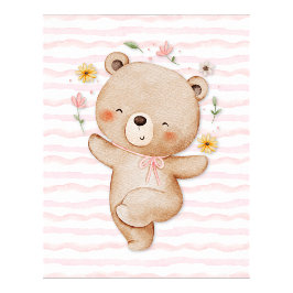 Teddy bear wall art poster Happy dance poster
