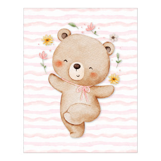 Teddy bear wall art poster Happy dance poster