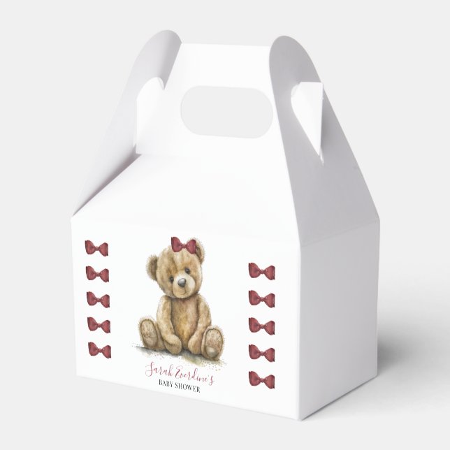 Teddy Bear Watercolor Girl Babydusche Geschenkschachtel (Vorderseite)