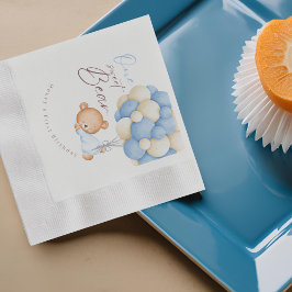 Teddy Bear Watercolor Junge 1. Geburtstag Party Serviette