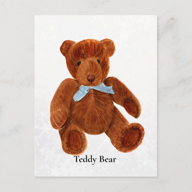 Teddy Bear Watercolor Painting Postcard Postkarte (Vorderseite)