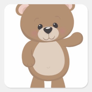 Teddy Bear Waving Quadratischer Aufkleber