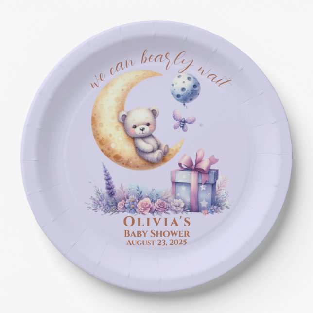 Teddy Bear We Can Bearly Wait  Paper Plate Pappteller (Vorderseite)