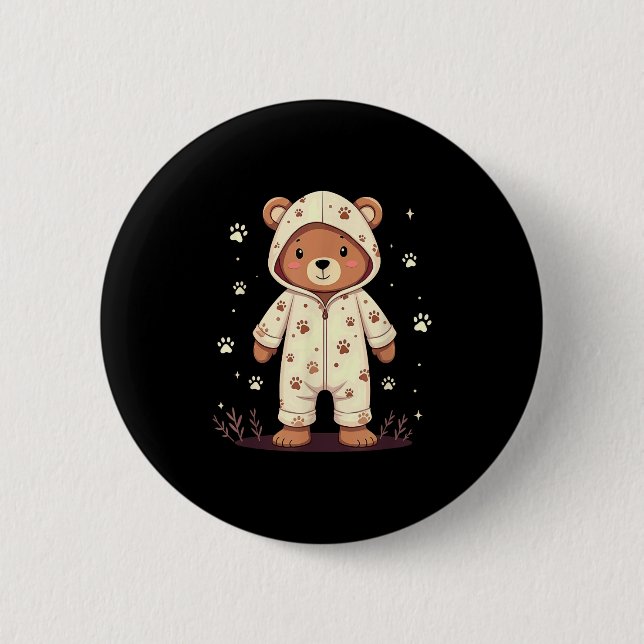 Teddy Bear Wearing Pajamas  Button (Vorderseite)