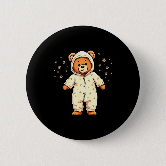 Teddy Bear Wearing Pajamas  Button (Vorderseite)