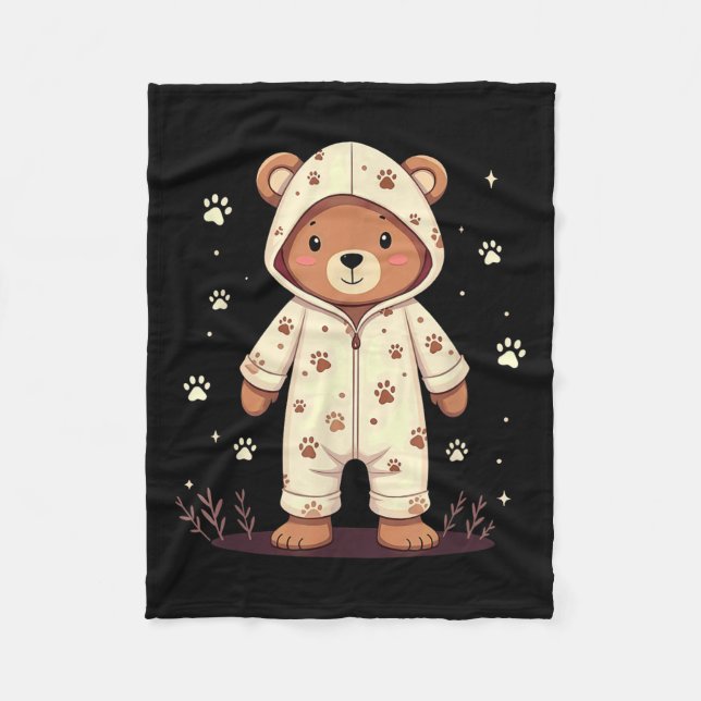 Teddy Bear Wearing Pajamas  Fleecedecke (Vorderseite)