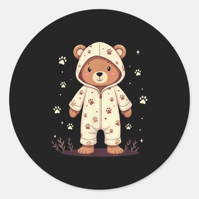 Teddy Bear Wearing Pajamas  Runder Aufkleber (Vorderseite)