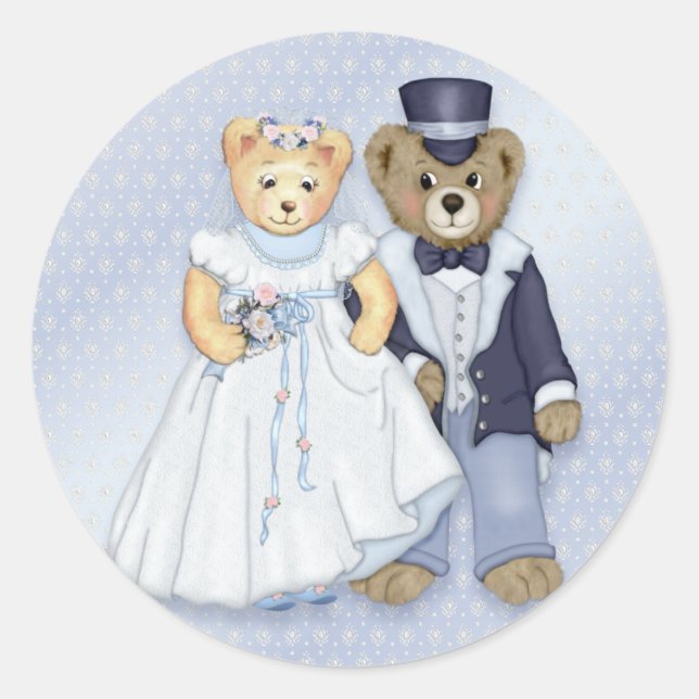 Teddy Bear Wedding - Anpassen Runder Aufkleber (Vorderseite)