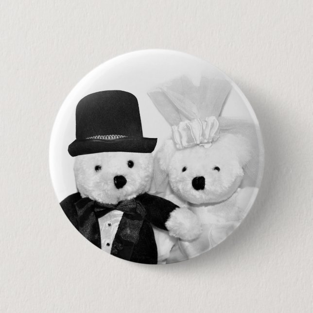 Teddy Bear Wedding Button (Vorderseite)