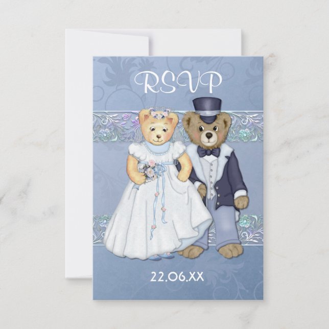 Teddy Bear Wedding RSVP-ver 2 RSVP Karte (Vorderseite)