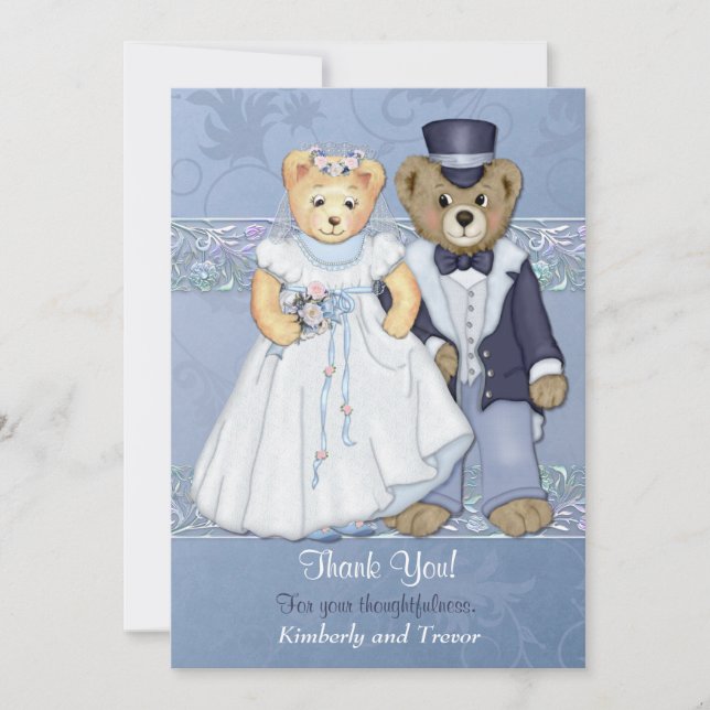Teddy Bear Wedding Vielen Dank - Anpassen Dankeskarte (Vorderseite)