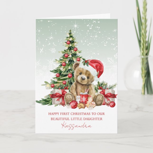 Teddy Bear Weihnachtsbaum Meine 1. Weihnachtskarte Karte (Vorderseite)