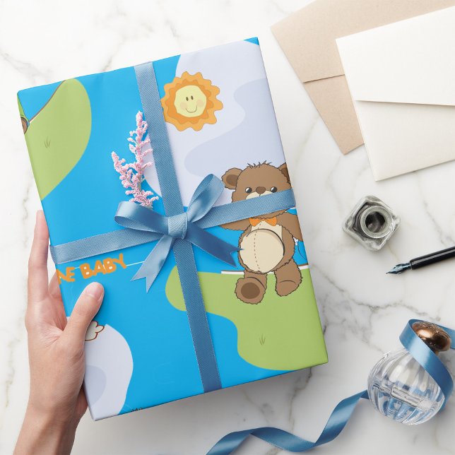 Teddy Bear Welcome Baby Kinderzimmer Design Geschenkpapier (Von Creator hochgeladen)