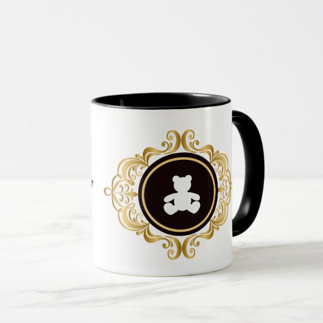Teddy Bear White Silhouette Kaffee Tasse (VorderseiteRechts)