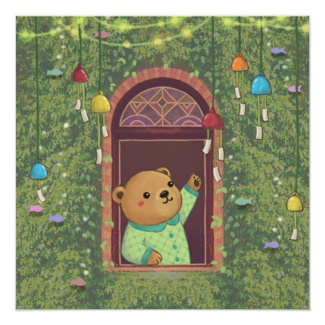 Teddy Bear & Wind Chimes Poster (Vorderseite)