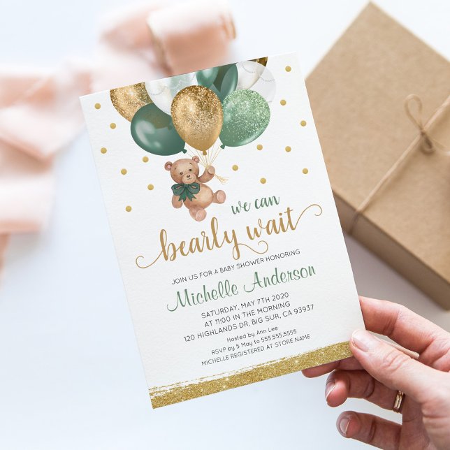 Teddy Bear wir können frühes Abwarten Baby Dusche Einladung (Von Creator hochgeladen)
