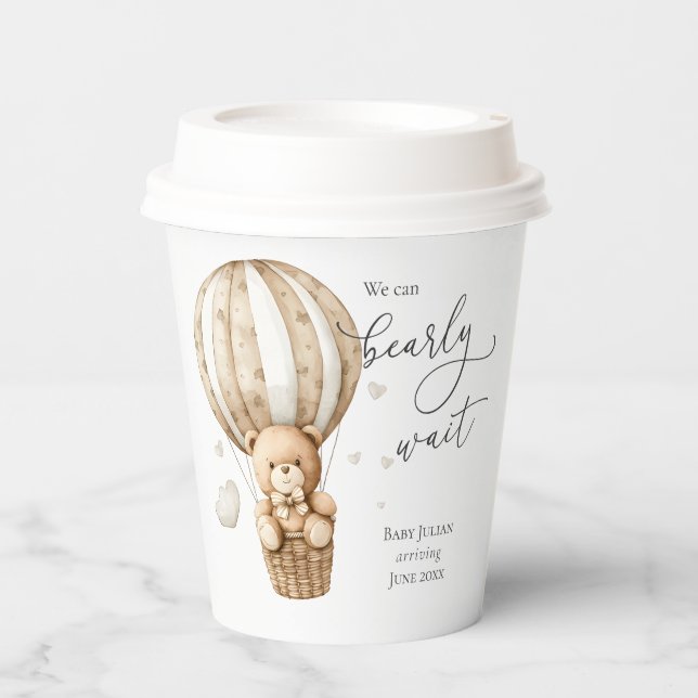 Teddy Bear wir können frühes Abwarten Baby Dusche Pappbecher (Vorderseite)