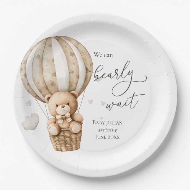 Teddy Bear wir können frühes Abwarten Baby Dusche Pappteller (Vorderseite)