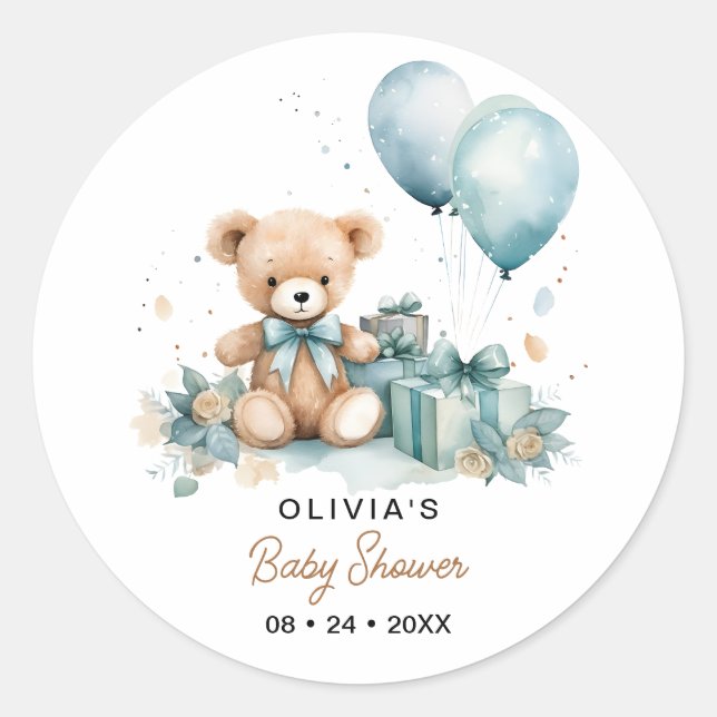 Teddy Bear wir können frühes Abwarten Baby Dusche Runder Aufkleber (Vorderseite)