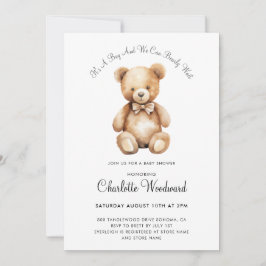 Teddy Bear wir können frühzeitig abwarten Baby Dus Einladung