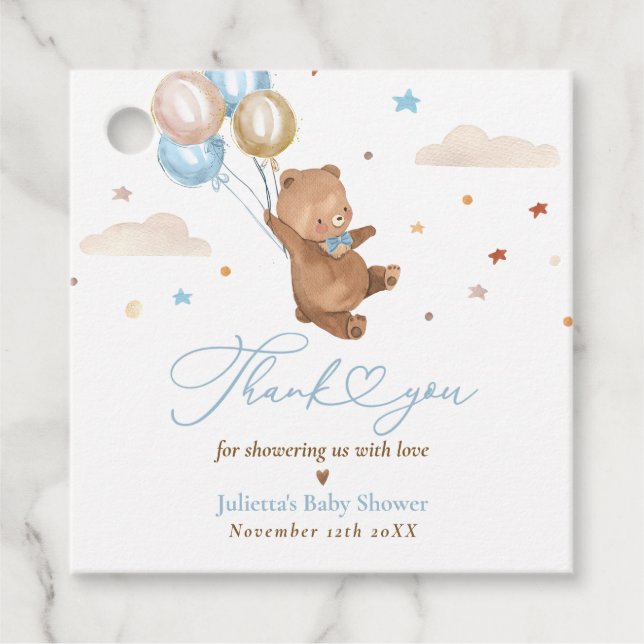 Teddy Bear wir können frühzeitig abwarten Baby Dus Geschenkanhänger (Vorderseite)