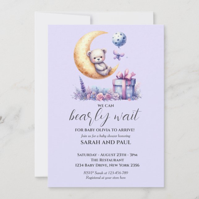 Teddy Bear wir können frühzeitig warten Einladung (Vorderseite)