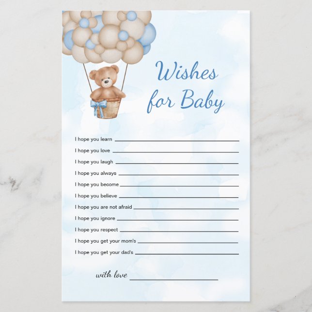 Teddy Bear Wishes for baby (Vorderseite)