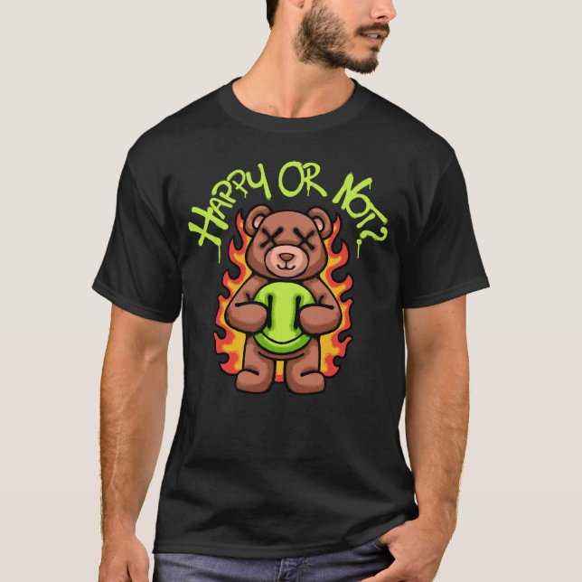 Teddy Bear with Flames streetwear T-Shirt (Vorderseite)