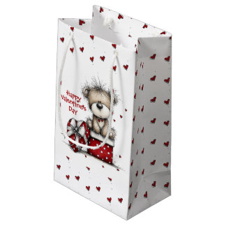 Teddy Bear with Heart Gift and Polka Dot Box Kleine Geschenktüte
