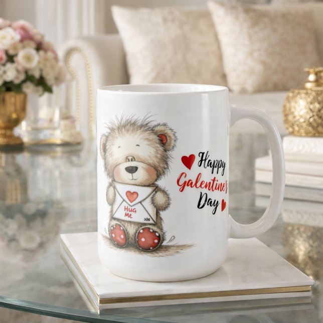 Teddy Bear with Heart-Sealed Envelope Kaffeetasse (Von Creator hochgeladen)